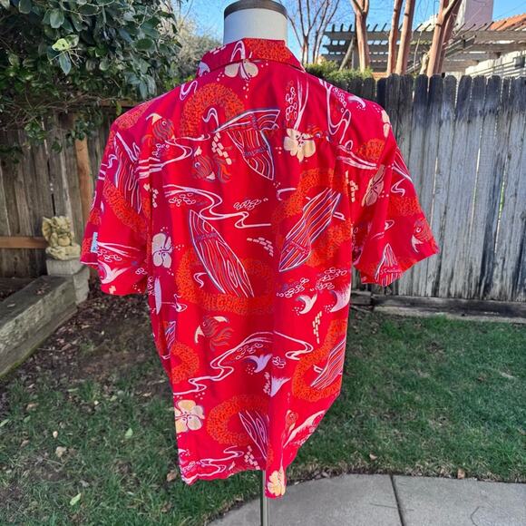 Structure Red Hawaiian Surfboard Floral Camp Shirt 100% Cotton Men's Size XL - Picture 3 of 11